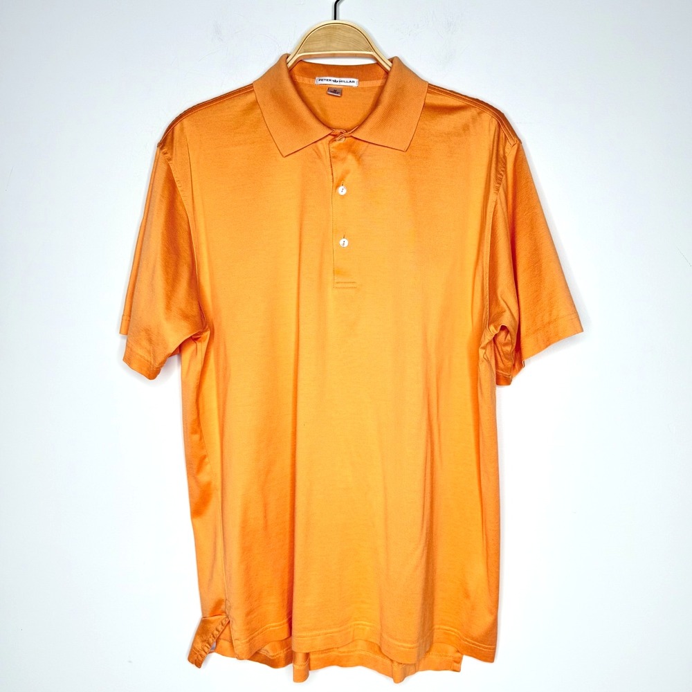 Peter Millar Polo Shirt Mens Orange‎ 100% Cotton Short Sleeve